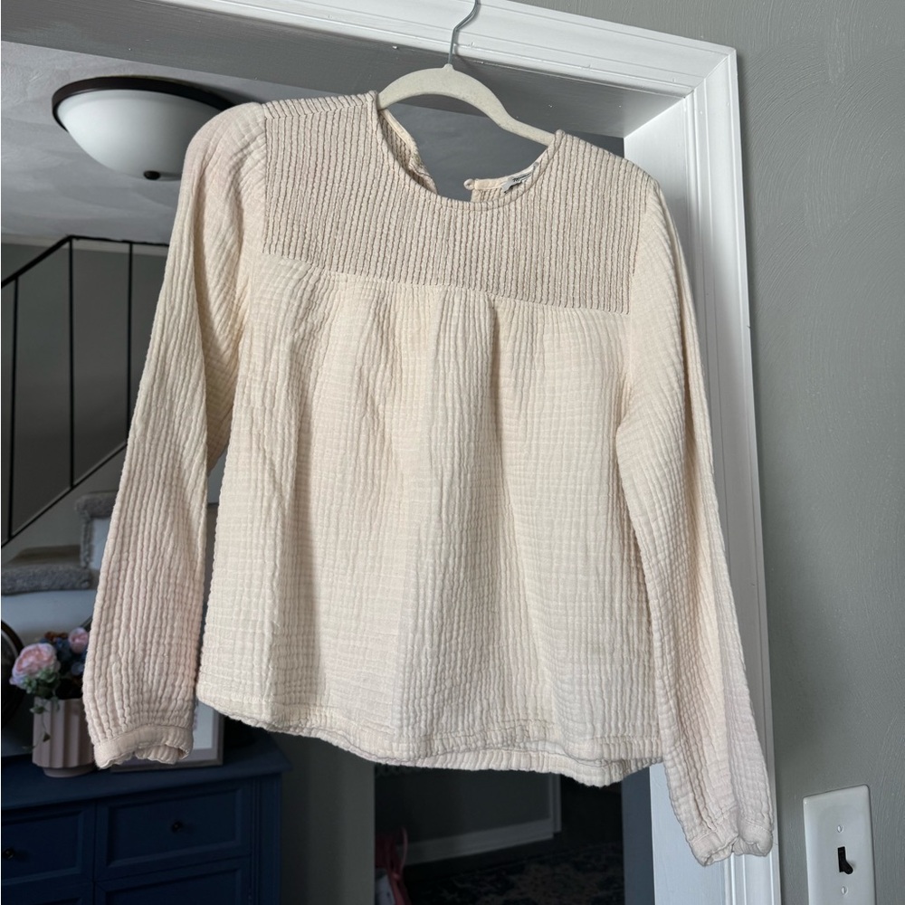 Cream Textured Muslin Madewell Women's Top L